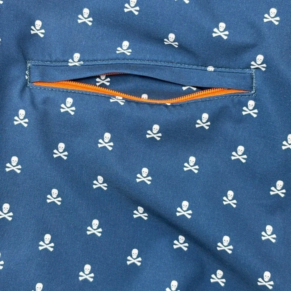 Peter Millar Shackleford Golf Shorts Mens 36 Blue Skulls Performance Inseam 10